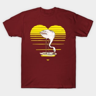 Flamingo lady love silhouette, sunset heart. Flamingo lover gift T-Shirt